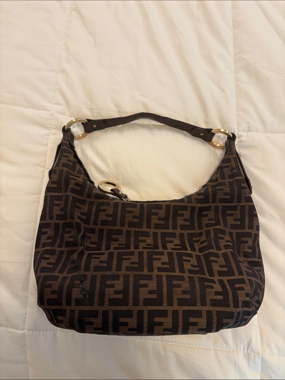 Fendi brown canvas Monogram Hobo Bag - Picture 5 of 16